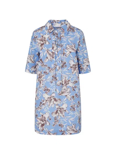 Liu •jo Floral-print Lace-up Dress In Blue