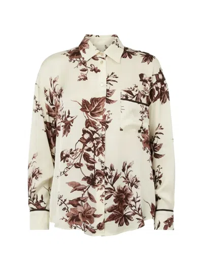 Liu •jo Floral-print Pocket Shirt In Neutral