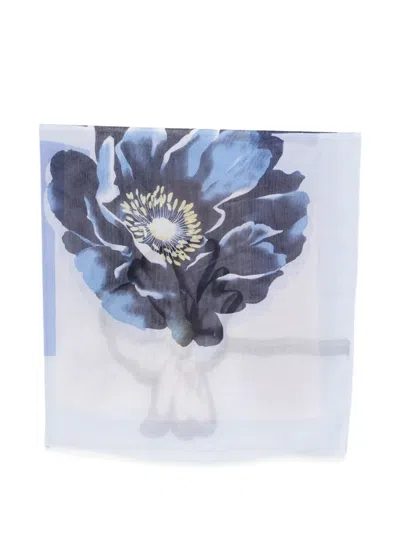 Liu •jo Floral-print Scarf In Blue
