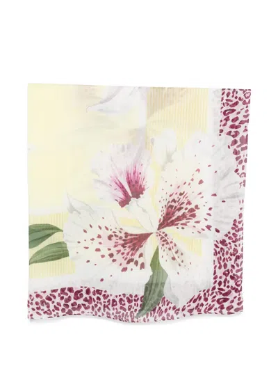 Liu •jo Floral-print Scarf In Yellow