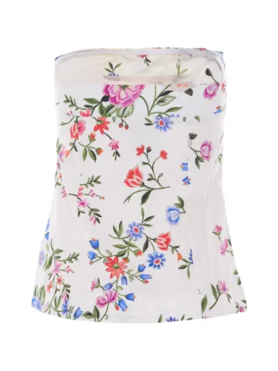 Liu •jo Floral-print Strapless Top In Multi