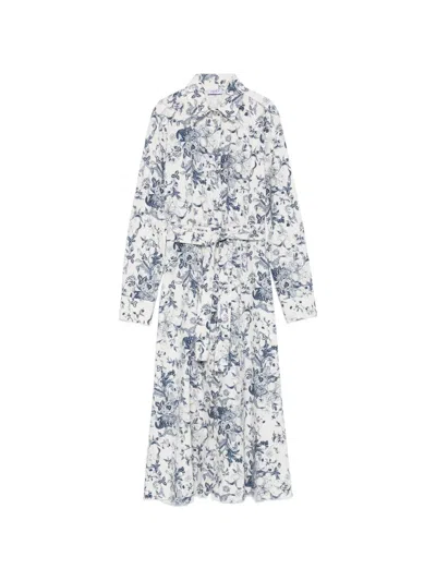 Liu •jo Floral-print Tie-waist Midi Dress In White