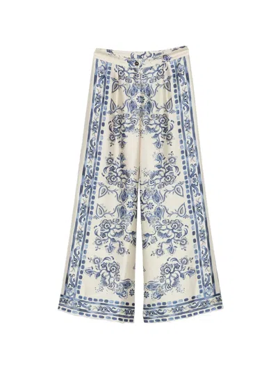Liu •jo Floral-print Trousers In Neutral