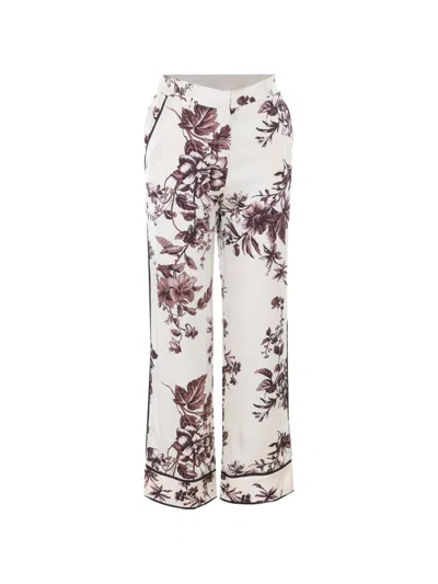 Liu •jo Floral-print Wide-leg Trousers In White