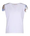 Liu •jo T-shirt Bianca Con Inserti Floreali In White
