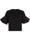 Liu •jo Flounce-sleeve T-shirt In Black