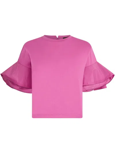 Liu •jo Peony Pink T-shirt With Flounced Detailing
