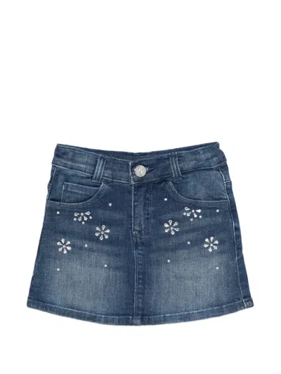 Liu •jo Kids' Flower-embellishment Skirt In Blue