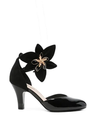 Liu •jo Flower-embellished Patent-finish Sandals In Black