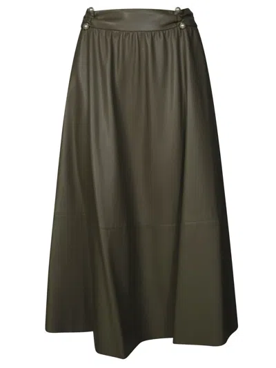 Liu •jo Knee-length Eco-friendly Leather Midi Skirt In Black