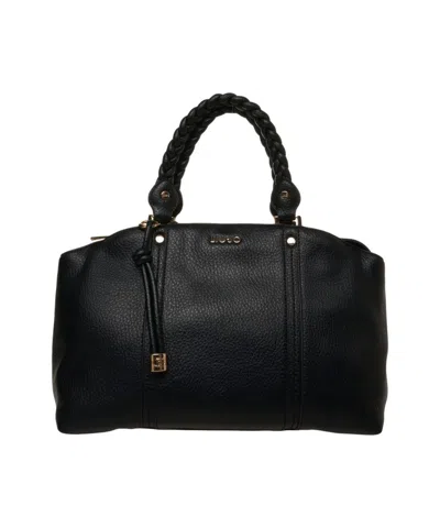 Liu •jo 'fluida' Hammered Leather Shopper In Black