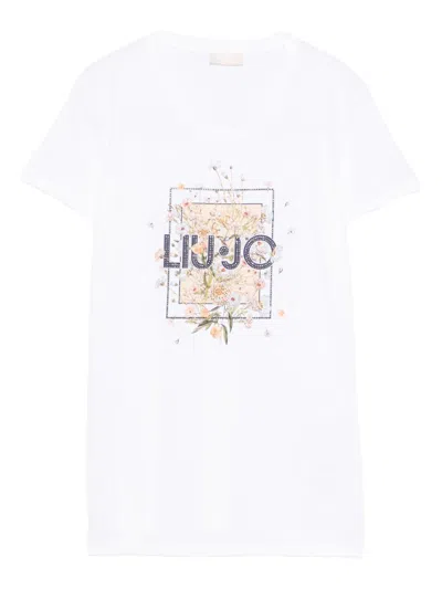 Liu •jo Liu Jo Foulard Print Cotton Tee Shirt In White