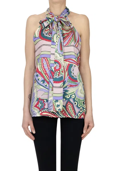 Liu •jo Foulard Print Satin Top In Multi