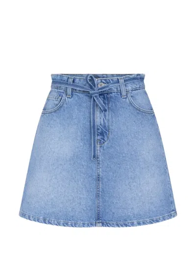 Liu •jo Foulard-belt Flared Skirt In Blue