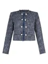 Liu •jo Frayed Bouclé Jacket In Blue