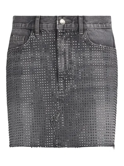 Liu •jo Denim Miniskirt With Studs In Gray