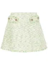 Liu •jo Frayed-detail Bouclé Miniskirt In Green