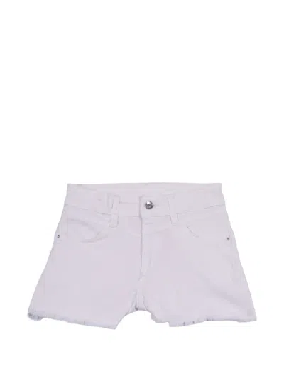 Liu •jo Kids' Frayed-hem Denim Shorts In White
