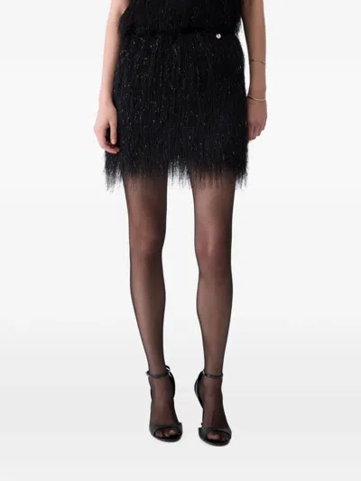 Liu •jo Fringe Mini Skirt In Black