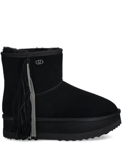 Liu •jo Fringed Ankle Boots In Black