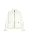 Liu •jo Fringed Detail Short Jacket With Buttoned Cuffs In White