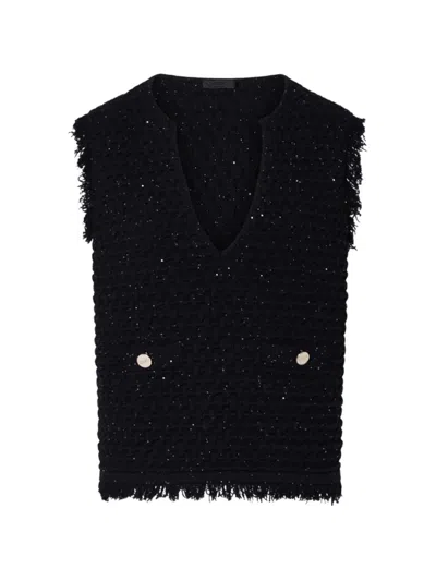 Liu •jo Fringed Detail Waistcoat In Black