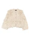 Liu •jo Textured Knit Jacket With Contrast Button Closure In Multi