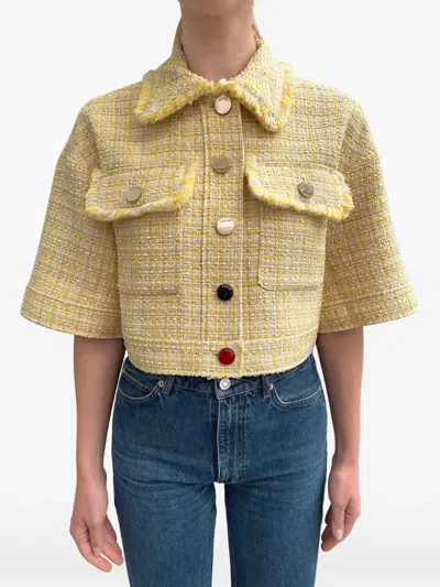 Liu •jo Fringed Jacket In Yellow