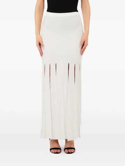 Liu •jo Fringed Maxi Skirt In White