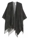 Liu •jo Poncho With Logo And Fringes In Gray