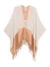 Liu •jo Fringed Two-tone Cape In Neutral