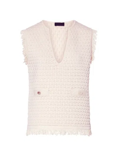 Liu •jo Fringed-detail Waistcoat In Neutral