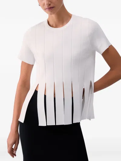 Liu •jo Fringing Round-neck Sweater In White