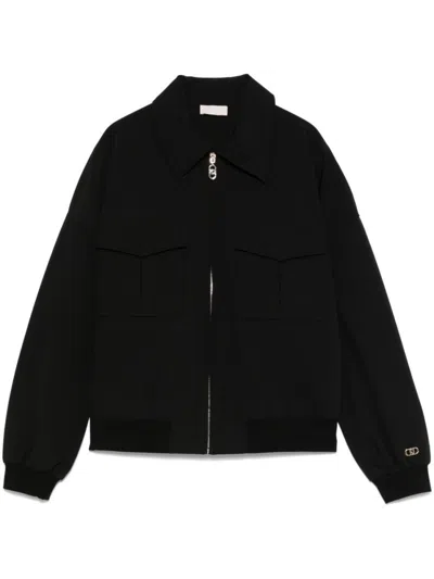 Liu •jo Liu Jo Front-zip Black Top With Patch Pockets In Blue