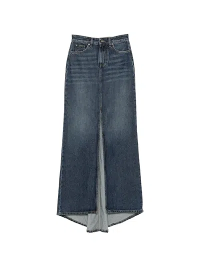 Liu •jo Front-slit Maxi Denim Skirt In 블루