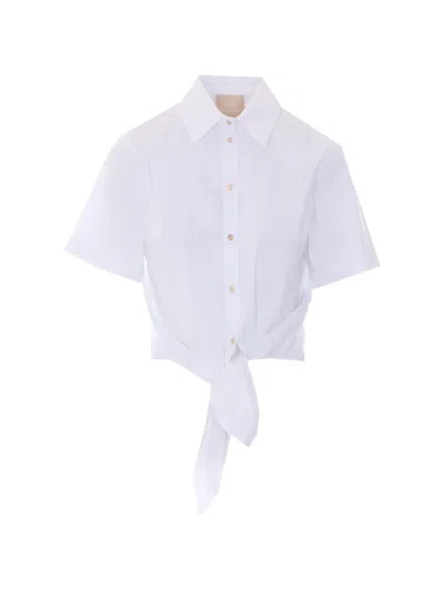 Liu •jo Front-tie Cropped Shirt In White