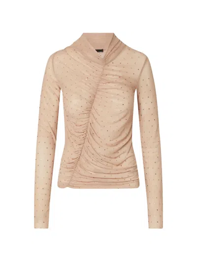 Liu •jo Full Rhinestone Tulle T-shirt In Neutral