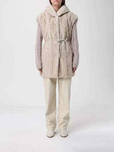 LIU •JO FUR COAT LIU JO WOMAN COLOR BEIGE,H52665022