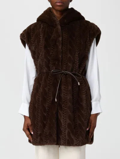LIU •JO FUR COAT LIU JO WOMAN COLOR COCOA,H52665113
