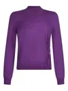 Liu •jo Gathered Beaded Wool Sweater In Purple