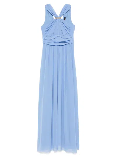 Liu •jo Gathered-detail Gown In Blue