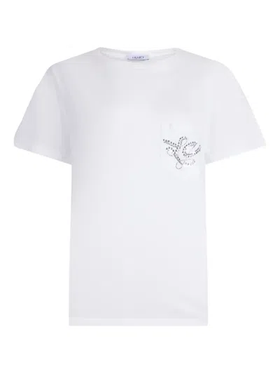 Liu •jo Gem-embellished Pocket T-shirt In White