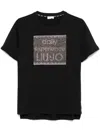 Liu •jo Gemstone-embellished Logo T-shirt In Black