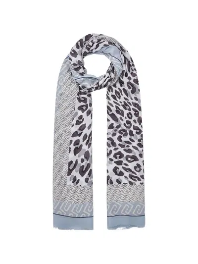 Liu •jo Geometric Animal-print Scarf In Metallic