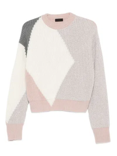 Liu •jo Liu Jo Geometric Pattern Wool-blend Sweater In Multi