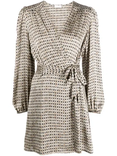 Liu •jo Geometric Pattern Wrap Dress In Neutrals