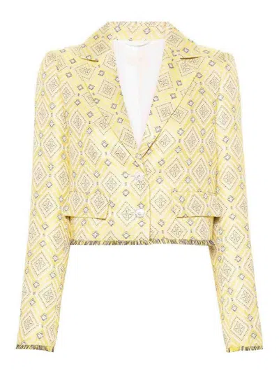 Liu •jo Geometric Print Jacket In Yellow
