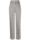 Liu •jo Geometric-print Straight-leg Trousers In Black