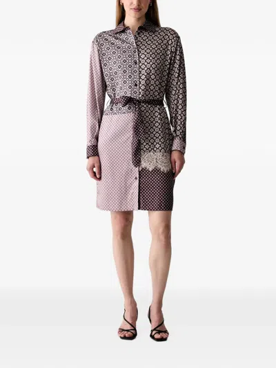Liu •jo Geometric-print Lace-trim Shirt Dress In Multi