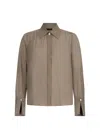 Liu •jo Georgette Blouse With Classic French Collar And Pearl Detail In Brown